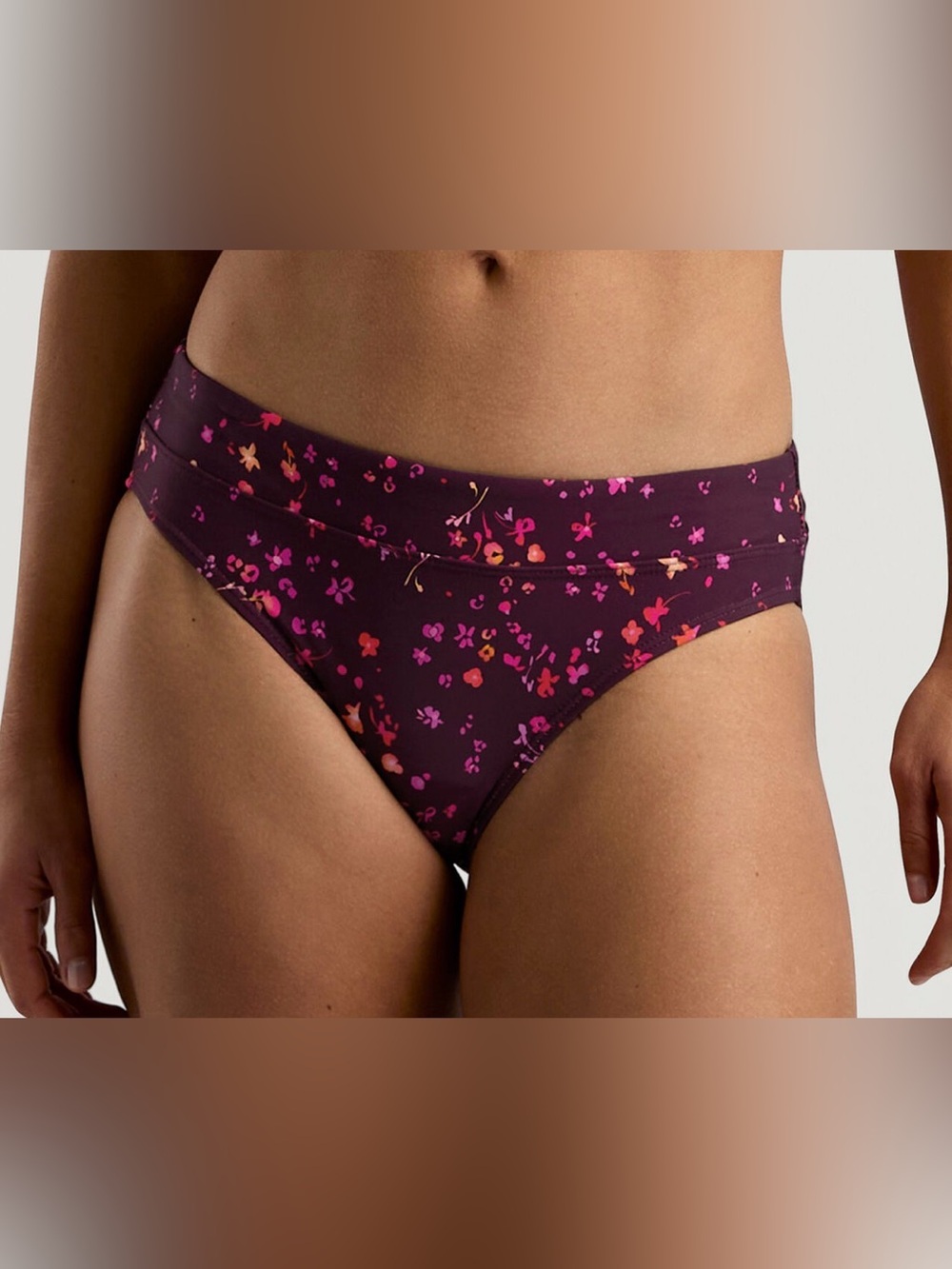NWT Title Nine Lehua Full Coverage Bikini Bottom - Laguna Rich Fig Print Medium